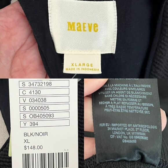 Maeve Womens Size XL Black Fairchild Ribbed Fit & Flare NEW Mini Dress Pullover - Picture 15 of 15